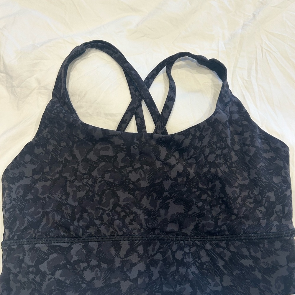 Lululemon Longline Energy Black Patterned Sports Bra